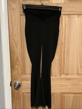 SHEIN Black Fold-Over Waist Flare Pants